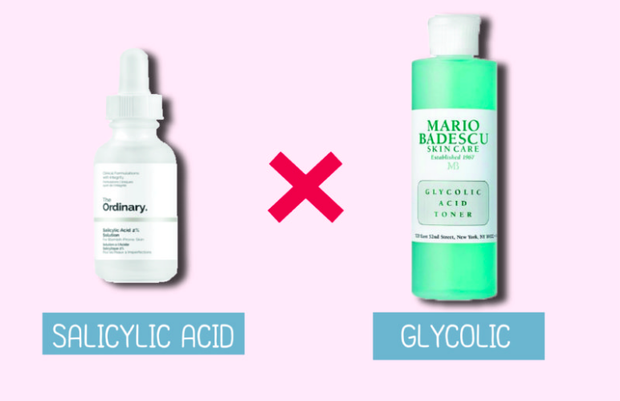 salicylic acid khong nên kết hợp glycolic